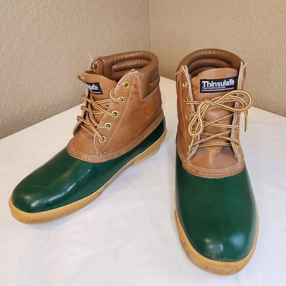 Vintage- Lands’ End- Green Thinsulate Women’s Duck Boots, Size 8